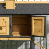 PawHut Cusca de Exterior pentru Iepuri, Cusca cu Tava Detasabila, Curte, Rampa, Casa pentru Animale Mici(m-10)