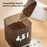 PawHut Distribuitor Automat de Hrană pentru Pisici 4.5L cu Aplicație și Înregistrator Vocal(m-7)