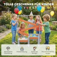 AIYAPLAY Sand Wasserspieltisch, Holz Wassertisch, Matschtisch mit Wasserbahn, 2 Becken Sandkastentisch für 3-8 Jahre Kinder Grau(m-8)