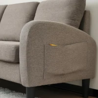 Divano angolare a forma di L con chaise longue, rivestimento in cotone-lino, cuscini inclusi, 166x118x77 cm, Grigio scuro(m-8)