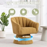 360°-Drehstuhl mit ergonomischer, umschließender Rücken- und Armlehne, 70 x 66 x 72 cm, Senfgelb(m-5)