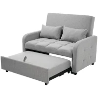 Divano-letto pieghevole multifunzionale, 2-in-1, schienale regolabile, rivestimento in cotone e lino, 127x75x94 cm, Grigio(m-9)