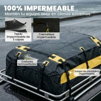 Outsunny Bolsa de Techo para Coche 594L Impermeable con 6 Correas Alfombrilla Antideslizante Ganchos para Vehículos Amarillo(m-6)