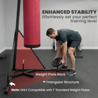 SPORTNOW Stojak na Worek Bokserski 185-231 cm Regulowany Wolnostojący Stojak z Workiem Trójkątna Podstawa Uchwyt na Obciążenia(m-6)