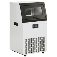 HOMCOM Commerciële IJsblokjesmachine, 55 kg/24u Roestvrij Staal Onderbouw of Vrijstaande IJsblokjesmaker met 13 kg Opslag(m-1)