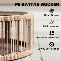 Outsunny Zestaw Mebli Ogrodowych 4-częściowy Zestaw Rattanowy z Sofą Dwuosobową, 2 Fotelami, Stolik ze Szkłem, Szerokie i Głębokie Siedziska, Grube Poduszki(m-6)