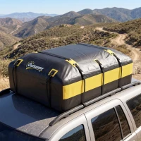 Outsunny Bolsa de Techo para Coche 594L Impermeable con 6 Correas Alfombrilla Antideslizante Ganchos para Vehículos Amarillo(m-9)