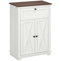 HOMCOM Credenza Bassa da Cucina in Stile Rustico con Cassetto e Armadietto con Ripiano Regolabile, Bianco