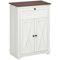 HOMCOM Credenza Bassa da Cucina in Stile Rustico con Cassetto e Armadietto con Ripiano Regolabile, Bianco(m-1)
