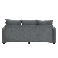 Divano angolare a U, con vano contenitore, pouf incluso, rivestimento in chenille, 188x186x86 cm, Grigio scuro(m-9)