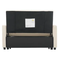 Divano-letto pieghevole multifunzionale, 2-in-1, schienale regolabile, rivestimento in cotone e lino, 127x75x94 cm, Beige(m-9)