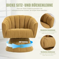 360°-Drehstuhl mit ergonomischer, umschließender Rücken- und Armlehne, 70 x 66 x 72 cm, Senfgelb(m-4)
