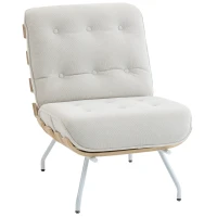 HOMCOM Poltrona de Sala Estofada em Linho com Assento Acolchoado Suporte com Estrutura de Aço 62,5x94x81 cm Creme(m-1)