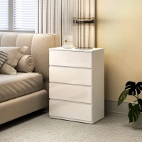 HOMCOM High Gloss Chest of Drawers, 4-Drawer Storage Cabinets, Modern Dresser for Bedroom, White(m-9)