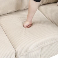 Divano angolare a U, con vano contenitore, pouf incluso, rivestimento in chenille, 188x186x86 cm, Beige(m-12)