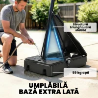 SPORTNOW Coș de Baschet Portabil pentru Exterior, Reglabil 2,45-3,05 m, Panou Rezistent la Șocuri, Reglare cu Manivelă(m-5)