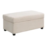 Divano a L con LED, rivestimento in velluto a coste, ottomana, 184x84,5x85,5 cm, Beige(m-9)