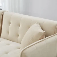 Divano-letto 2 posti, rivestimento in velluto, piedi dorati, 178x82x70 cm, Beige(m-10)