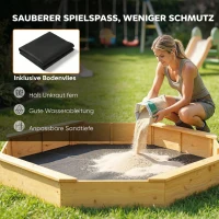 AIYAPLAY Sandkasten mit Dach 4 Sitzbänken Bodenplane für 8 Kinder von 3-8 Jahren für Outdoor Garten Holz 214,5 x 214,5 cm Gelb(m-7)