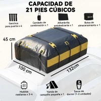 Outsunny Bolsa de Techo para Coche 594L Impermeable con 6 Correas Alfombrilla Antideslizante Ganchos para Vehículos Amarillo(m-3)