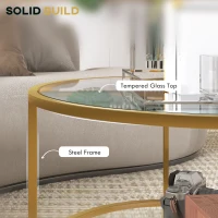 HOMCOM Stolik pomocniczy, nowoczesne wzornictwo, 2 poziomy, Ø60x43H cm, odcień złota(m-5)