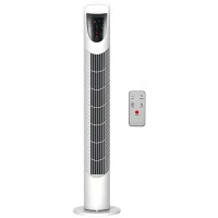 HOMCOM Torenventilator, 3 modi, stille werking, timer, afstandsbediening, 18x78,5cm, Wit(m-11)
