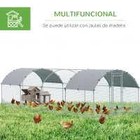 PawHut Walk In Chicken Run Galvanised Chicken Coop Hen Poultry House Cage Pet Playpen Garden with Water-Resist Covers(m-5)