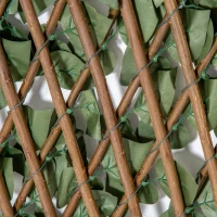 Outsunny Conjunto de 4 Cercas Artificiais de Hera Extensíveis, Painel de Folhagem para Privacidade em Poliéster e Vime, 200 x 100 cm, Verde(m-5)