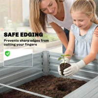 Outsunny zestaw dwóch ocynkowanych podwyższonych grządek, 180 x 90 x 60 cm, metalowe grządki z bezpiecznymi krawędziami, srebrny(m-7)