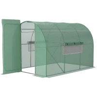 Outsunny Walk-In Polytunnel Greenhouse Plant Gardening Poly Tunnel Hot House with Door and Mesh Windows, 3x2x2 m, Green(m-11)