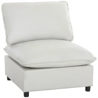 HOMCOM Fotel akcentowy, nowoczesny fotel Leathaire z szerokim i głębokim siedziskiem, grube poduszki, łatwy montaż, szary(m-1)