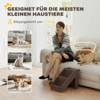 PawHut Hundetreppe 3 Stufen 36,5 cm Hoch Haustiertreppe für Kleine Hunde klappbar für Bett, Sofa, Couch Auto Braun(m-7)