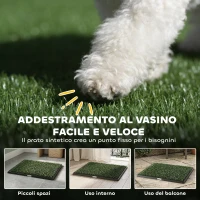 PawHut Tappetino Erboso Lavabile per Cani con Erba Artificiale e Vassoio per Uso Interno ed Esterno 76 x 50,5 cm(m-4)