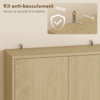 HOMCOM Meuble micro-ondes, buffet, 2 tiroirs, 2 portes, plan de travail, étagère réglable, panneau perforé, 4 crochets, naturel(m-7)