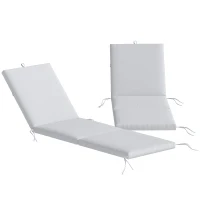 Outsunny Lot de 2 Coussins de Chaise Longue avec 5 Sangles et Poignée Intégrée, pour Plage Balcon Jardin, 182x53x6cm, Gris Clair(m-11)