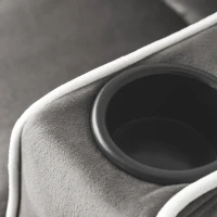 Divano letto estraibile 3-in-1, con portabicchieri e porta smartphone, rivestimento in velluto, struttura in metallo, 83x167x76 cm, Grigio scuro(m-10)