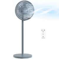 HOMCOM 40 cm Standing Fan, Cooling Floor Fan with 80° Oscillating, Adjustable Tilt and Height, 4 Speed, Remote Control, Grey(m-10)