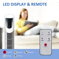 HOMCOM Wentylator wieżowy, 3 tryby, cicha praca, timer, pilot zdalnego sterowania, 18x78,5cm, biały(m-6)