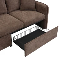 Divano angolare a U, con vano contenitore, pouf incluso, rivestimento in chenille, 188x186x86 cm, Marrone(m-10)