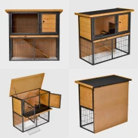 Pawhut Cusca Iepuri Exterior – Lemn & Metal, Cu Rampa & Spatiu Deschis(m-15)