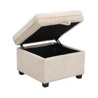 Divano angolare a U, con vano contenitore, pouf incluso, rivestimento in chenille, 188x186x86 cm, Beige(m-9)