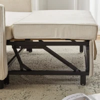 Divano letto a due posti con funzione letto, estraibile, schienale regolabile, rivestimento in chenille, 142x79x85 cm, Beige(m-10)