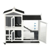 PawHut Cusca Exterior pentru Iepuri – Cu Roti, Casa si Zona de Alergat(m-18)