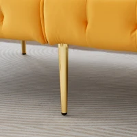 Divano-letto 2 posti, rivestimento in velluto, piedi dorati, 178x82x70 cm, Giallo(m-9)