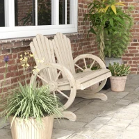 Outsunny Bancă de Grădină cu 2 Locuri, Cotiere în Formă de Roată, Bancă de Exterior din Lemn de Brad, pentru Terasă, Patio și Curte, 108x66x95 cm, Culoare Lemn(m-8)