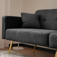 Divano letto con funzione letto, schienale regolabile, gambe dorate, rivestimento in sherpa, 175x64x72 cm, Grigio(m-7)