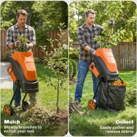 Outsunny 2500W Electric Wood Chipper, Corded Wood Mulcher Shredder with 45L Collection Bag, 4300RPM, 44mm Cutting Diameter(m-8)