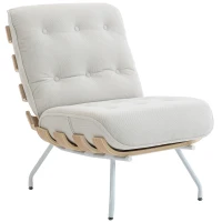 HOMCOM Poltrona de Sala Estofada em Linho com Assento Acolchoado Suporte com Estrutura de Aço 62,5x94x81 cm Creme(m-10)