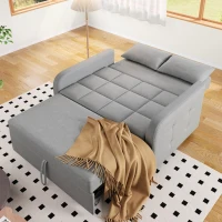 Divano-letto pieghevole multifunzionale, 2-in-1, schienale regolabile, rivestimento in cotone e lino, 127x75x94 cm, Grigio(m-5)