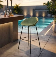 Mauro Ferretti Set scaune de bar Ibiza verde 2 bucăți cm 50x50x98 (înălțime șezut cm 75)(m-9)
